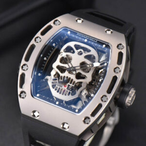RM052 Skull Titanium Real Tourbillon 50mmx42mm JBF Skeleton Dial on Black Rubber Strap - Image 2