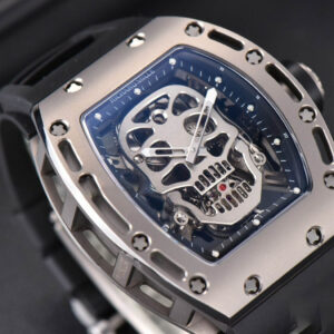 RM052 Skull Titanium Real Tourbillon 50mmx42mm JBF Skeleton Dial on Black Rubber Strap - Image 7