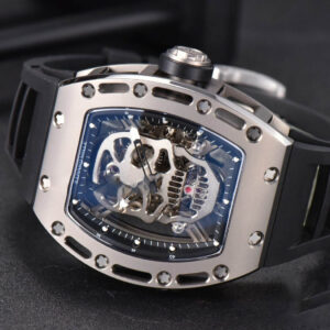 RM052 Skull Titanium Real Tourbillon 50mmx42mm JBF Skeleton Dial on Black Rubber Strap - Image 10