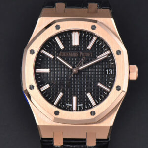 Royal Oak 15510 “50th Anniversary” APSF 41MM RG Black Dial Leather Strap SA4302 Super Clone