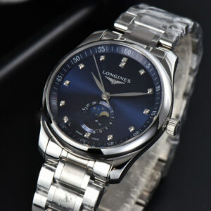 Longines Master Moonphase 40MM GF Blue Dial Diamond Marker SS Bracelet A899