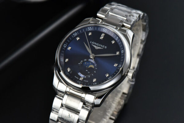 Longines Master Moonphase 40MM GF Blue Dial Diamond Marker SS Bracelet A899