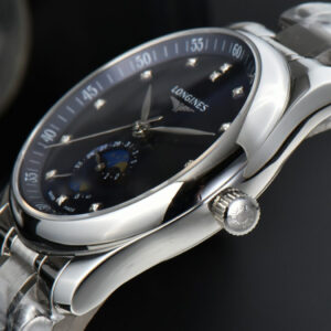 Longines Master Moonphase 40MM GF Blue Dial Diamond Marker SS Bracelet A899 - Image 6