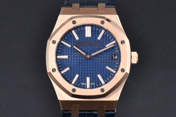 Royal Oak 15510 “50th Anniversary” APSF 41MM RG Blue Dial Leather Strap SA4302 Super Clone