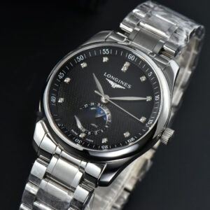 Longines Master Moonphase 40MM GF Black Dial Diamond Marker SS Bracelet A899 - Image 10