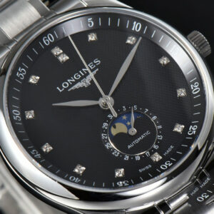 Longines Master Moonphase 40MM GF Black Dial Diamond Marker SS Bracelet A899 - Image 15