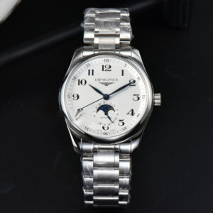Longines Master Moonphase 40MM GF White Dial SS Bracelet A899 - Image 9