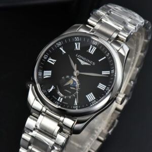Longines Master Moonphase 40MM GF Black Dial Roma Marker SS Bracelet A899 - Image 10