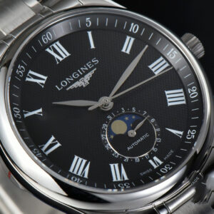 Longines Master Moonphase 40MM GF Black Dial Roma Marker SS Bracelet A899 - Image 16