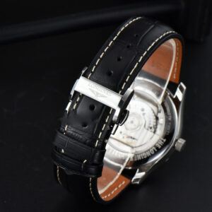 Longines Master Moonphase 40MM GF Black Dial Diamond Marker Black Leather Strap A899 - Image 4