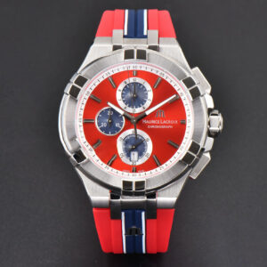 Aikno Chrono 44mm OF Red/Blue Dial Red Rubber Strap Swiss Quartz - Image 4