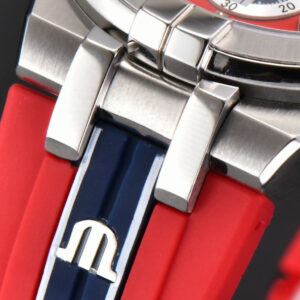 Aikno Chrono 44mm OF Red/Blue Dial Red Rubber Strap Swiss Quartz - Image 11