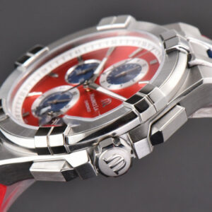 Aikno Chrono 44mm OF Red/Blue Dial Red Rubber Strap Swiss Quartz - Image 12