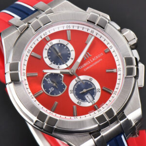 Aikno Chrono 44mm OF Red/Blue Dial Red Rubber Strap Swiss Quartz - Image 13
