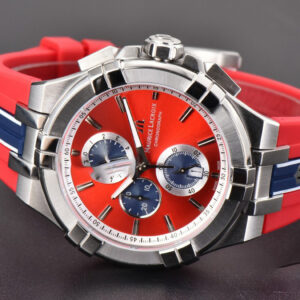 Aikno Chrono 44mm OF Red/Blue Dial Red Rubber Strap Swiss Quartz - Image 14