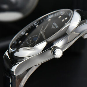 Longines Master Moonphase 40MM GF Black Dial Diamond Marker Black Leather Strap A899 - Image 18
