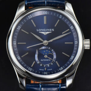 Longines Master Moonphase 40MM GF Blue Dial Stick Marker Blue Leather Strap A899