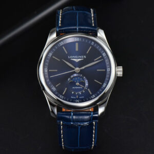 Longines Master Moonphase 40MM GF Blue Dial Stick Marker Blue Leather Strap A899 - Image 3