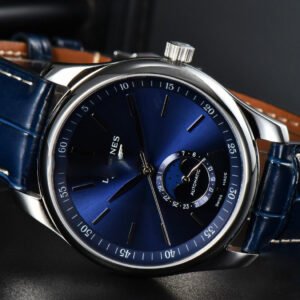 Longines Master Moonphase 40MM GF Blue Dial Stick Marker Blue Leather Strap A899 - Image 12