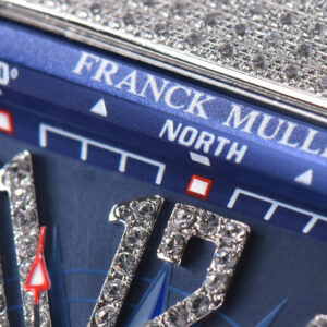 Vanguard V45 SS Full Diamonds ZF Blue Textured Dial on Blue Rubber Strap MIYOTA 9015 - Image 2