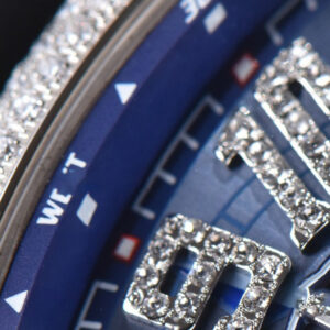Vanguard V45 SS Full Diamonds ZF Blue Textured Dial on Blue Rubber Strap MIYOTA 9015 - Image 5
