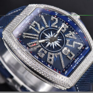 Vanguard V45 SS Full Diamonds ZF Blue Textured Dial on Blue Rubber Strap MIYOTA 9015 - Image 6