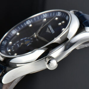 Longines Master Moonphase 40MM GF Blue Dial Diamond Marker Blue Leather Strap A899 - Image 18
