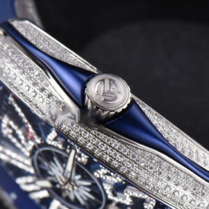 Vanguard V45 SS Full Diamonds ZF Blue Textured Dial on Blue Rubber Strap MIYOTA 9015 - Image 8