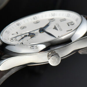 Longines Master Moonphase 40MM GF White Dial Digital Marker Brown Leather Strap A899 - Image 9