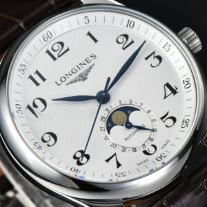 Longines Master Moonphase 40MM GF White Dial Digital Marker Brown Leather Strap A899 - Image 10
