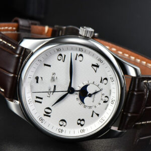 Longines Master Moonphase 40MM GF White Dial Digital Marker Brown Leather Strap A899 - Image 12