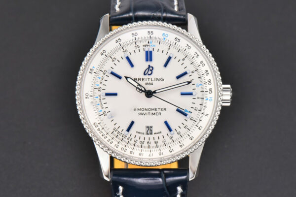 Navitimer 41mm TF White Dial Black Leather Strap 2824