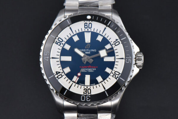 SuperOcean 44mm TF Black Bezel Blue/White Dial SS Bracelet A2824