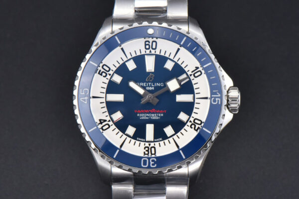 SuperOcean 44mm TF Blue Bezel Blue/White Dial SS Bracelet A2824