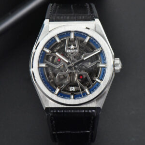 Defy Classic LF 41MM Skeleton Blue Dial Blue Gummy Strap A2892 - Image 4