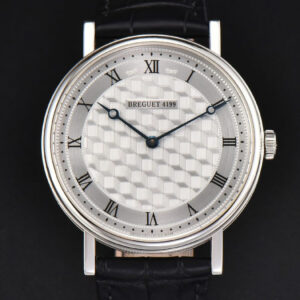Classique 5177 38.5mm LTF White Textured Dial Roma Marker Black Leather Strap MY9015