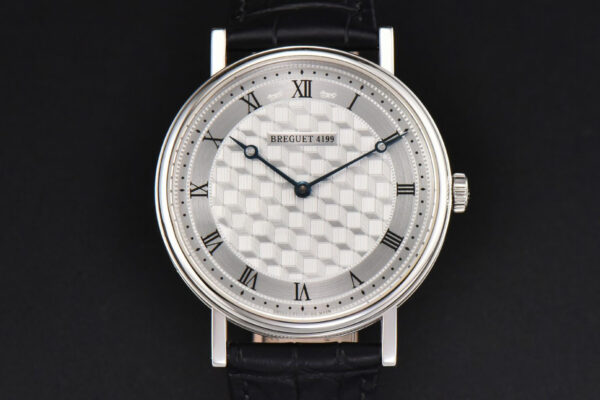 Classique 5177 38.5mm LTF White Textured Dial Roma Marker Black Leather Strap MY9015