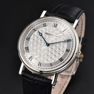 Classique 5177 38.5mm LTF White Textured Dial Roma Marker Black Leather Strap MY9015 - Image 3
