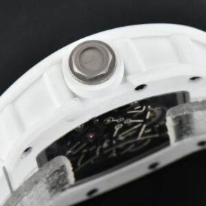 RM055 42.7mm ZF White Ceramic Black Skeleton Dial White Rubber Strap NH05 - Image 2