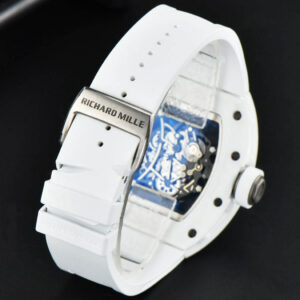 RM055 42.7mm ZF White Ceramic Black Skeleton Dial White Rubber Strap NH05 - Image 4