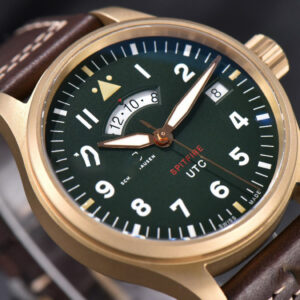 Pilot UTC Spitfire ZF 41MM “MJ271” Bronze Green Dial Brown Leather Strap A2836 - Image 7