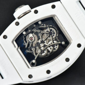 RM055 42.7mm ZF White Ceramic Black Skeleton Dial White Rubber Strap NH05 - Image 11