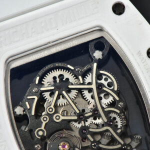 RM055 42.7mm ZF White Ceramic Black Skeleton Dial White Rubber Strap NH05 - Image 13