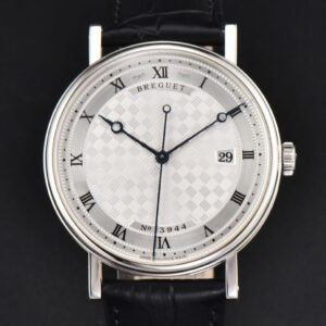 Classique 5177 40.5mm LTF White Textured Dial Roma Marker Black Leather Strap MY9015
