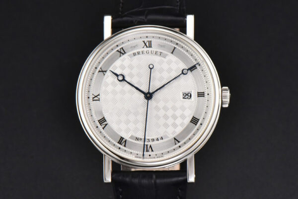 Classique 5177 40.5mm LTF White Textured Dial Roma Marker Black Leather Strap MY9015