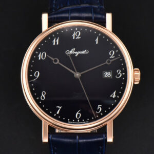 Classique 5177 40.5mm LTF RG Black Dial Digital Marker Blue Leather Strap MY9015