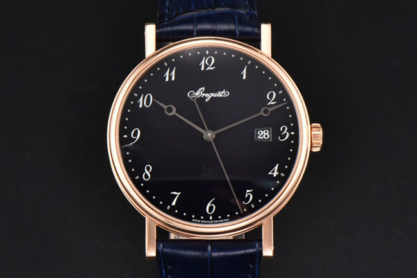 Classique 5177 40.5mm LTF RG Black Dial Digital Marker Blue Leather Strap MY9015