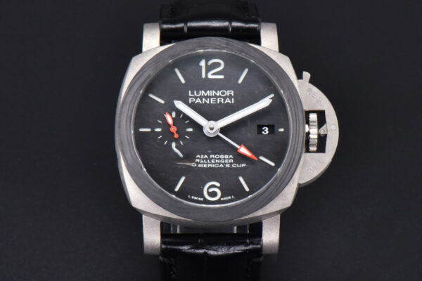 PAM1096 Luminor GMT 42mm Titanium VSF Black Dial Black Leather Strap P9011