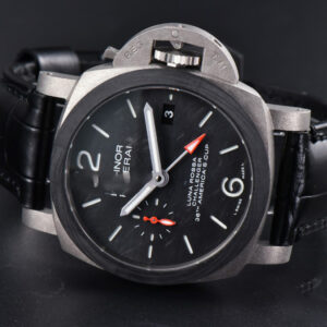 PAM1096 Luminor GMT 42mm Titanium VSF Black Dial Black Leather Strap P9011 - Image 11