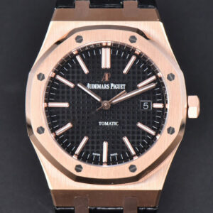 Royal Oak 15400 41mm RG IPF Black Textured Dial Black Leather Strap SA3120